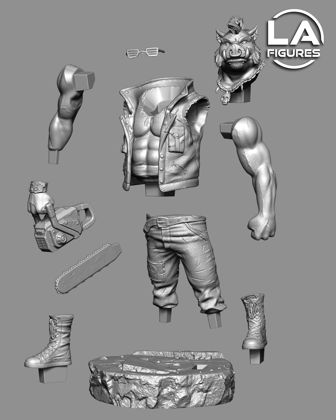 Punk Rock Warthog w/ Chainsaw - 1/10 Scale Statue